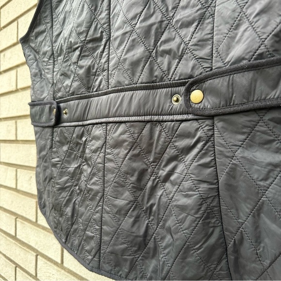 Talbots Black Diamond Quilted Fleece-Lined Vest Full Zip Snap Adjustable Waist - Picture 9 of 10